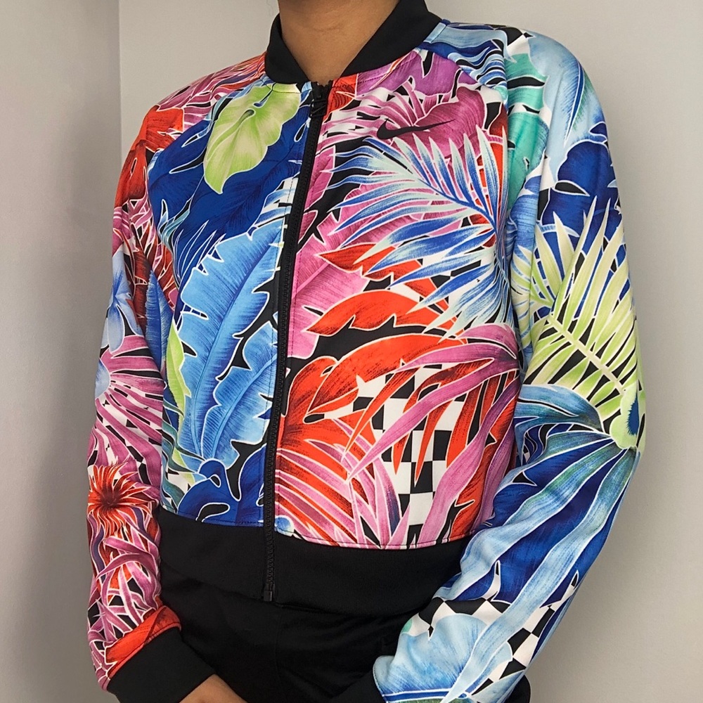 Nike Multicolor Floral Full Zip Bomber Jacket